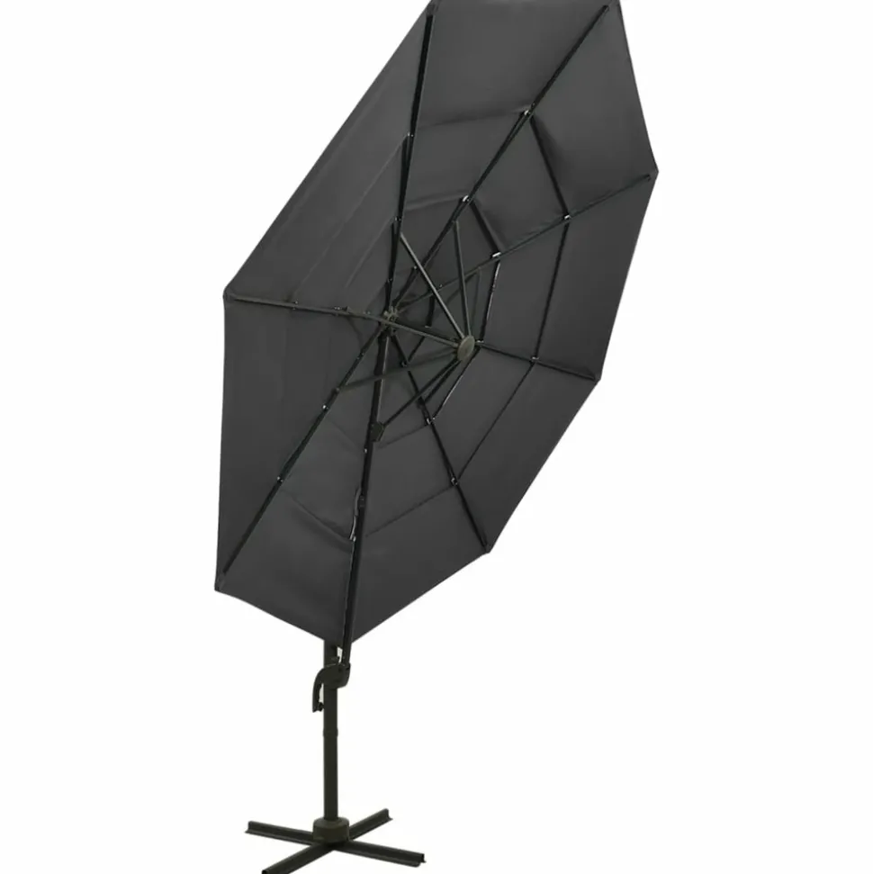 MAISON EXCLUSIVE - Parasol de jardin à 4 niveaux avec mât en aluminium anthracite