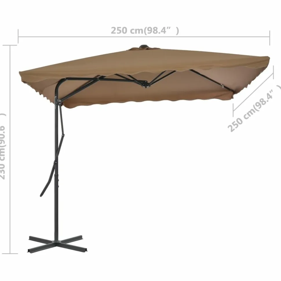 MAISON EXCLUSIVE - Parasol d'extérieur avec poteau en acier 250 x 250 cm taupe