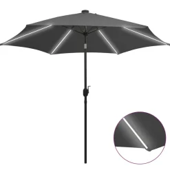 MAISON EXCLUSIVE - Parasol de jardin et lumières led mât en aluminium anthracite