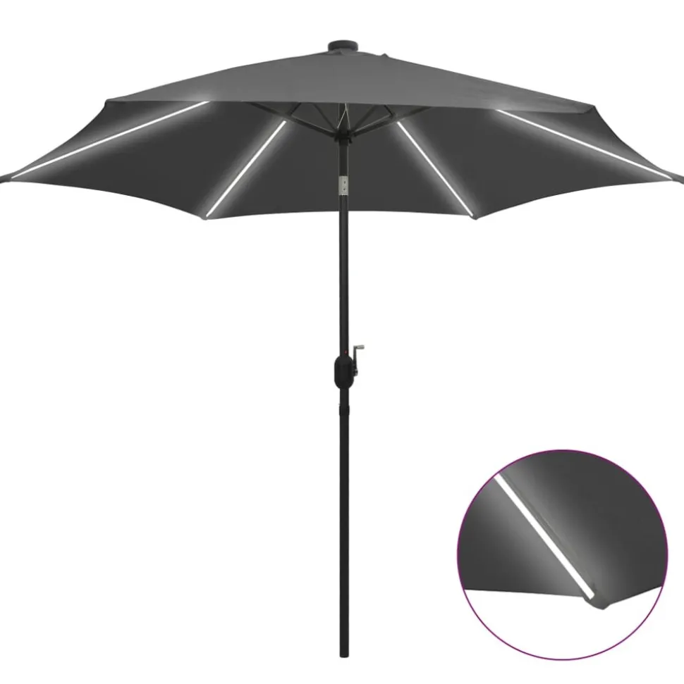 MAISON EXCLUSIVE - Parasol de jardin et lumières led mât en aluminium anthracite
