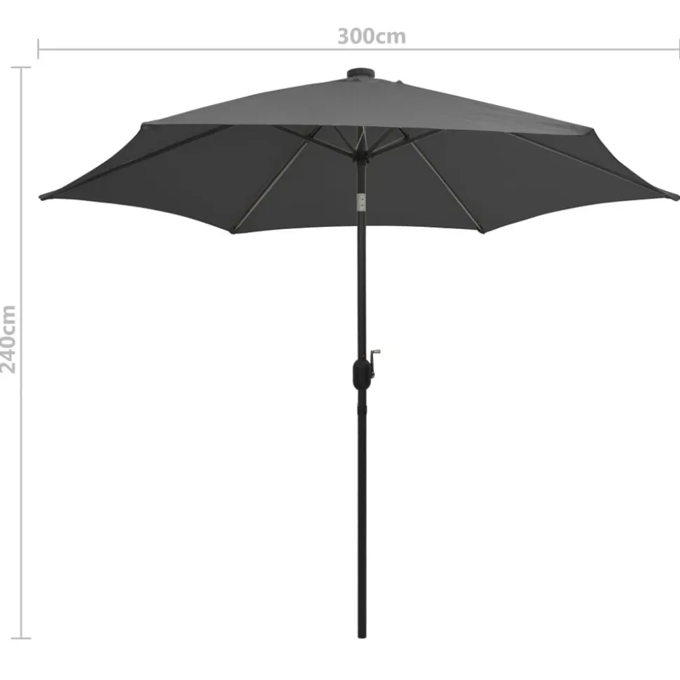MAISON EXCLUSIVE - Parasol de jardin et lumières led mât en aluminium anthracite