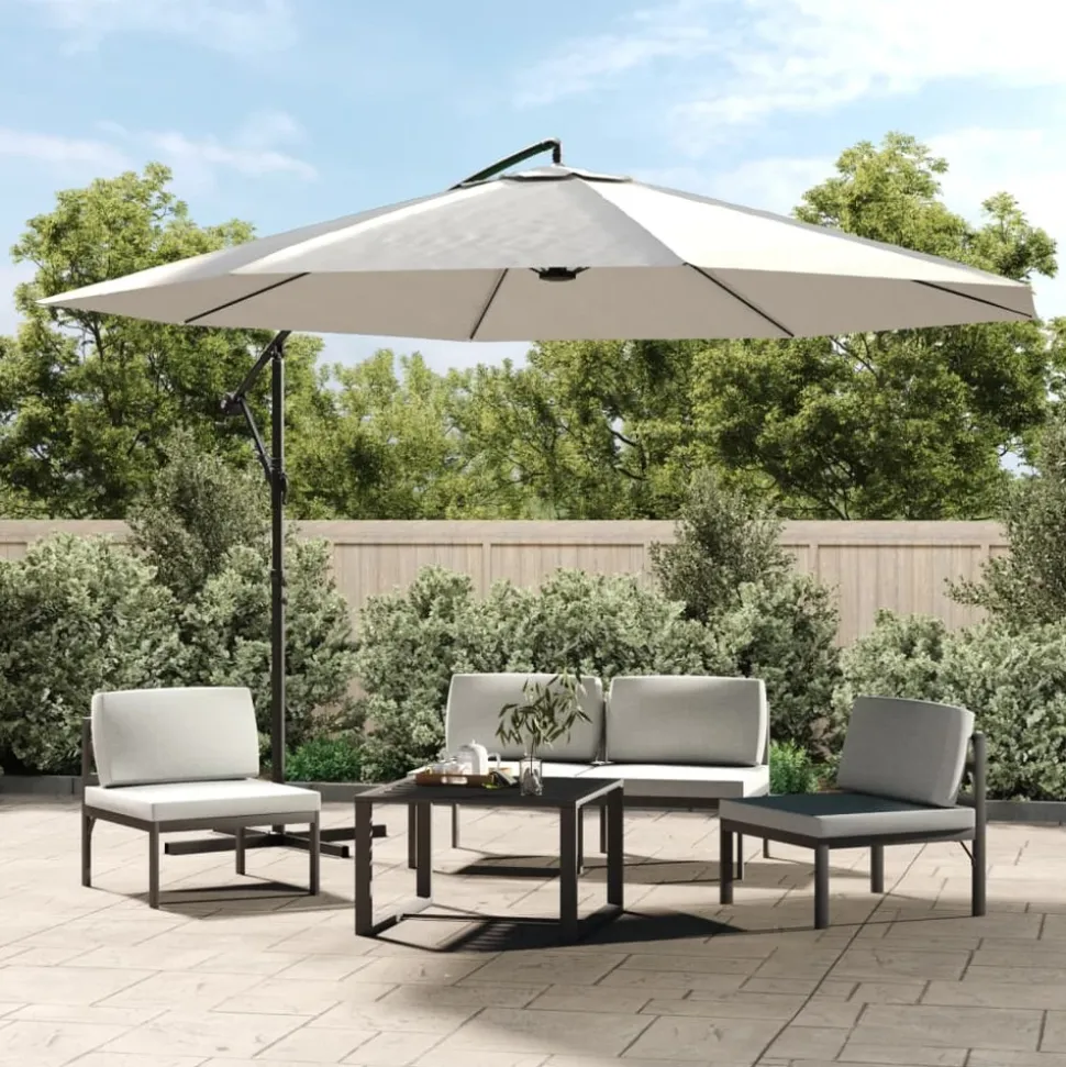 MAISON EXCLUSIVE - Parasol de jardin en porte-à-faux 3,5 m blanc sable