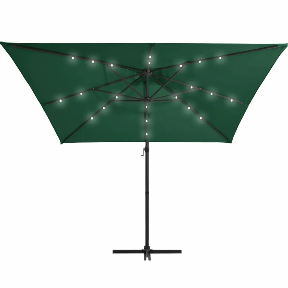 MAISON EXCLUSIVE - Parasol de jardin en porte-à-faux lumières led et mât en acier