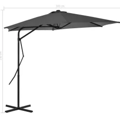 MAISON EXCLUSIVE - Parasol d'extérieur avec poteau en acier 300 cm anthracite