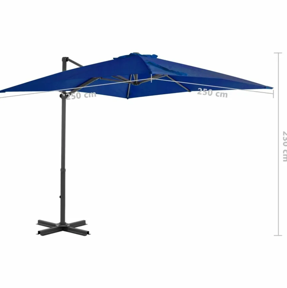 MAISON EXCLUSIVE - Parasol de jardin en porte-à-faux mât en aluminium bleu azuré
