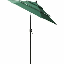 MAISON EXCLUSIVE - Parasol de jardin à 3 niveaux avec mât en aluminium vert 2 m