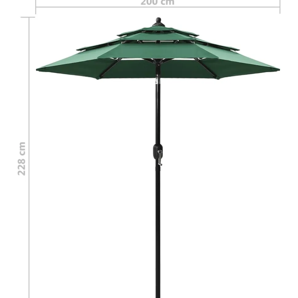 MAISON EXCLUSIVE - Parasol de jardin à 3 niveaux avec mât en aluminium vert 2 m