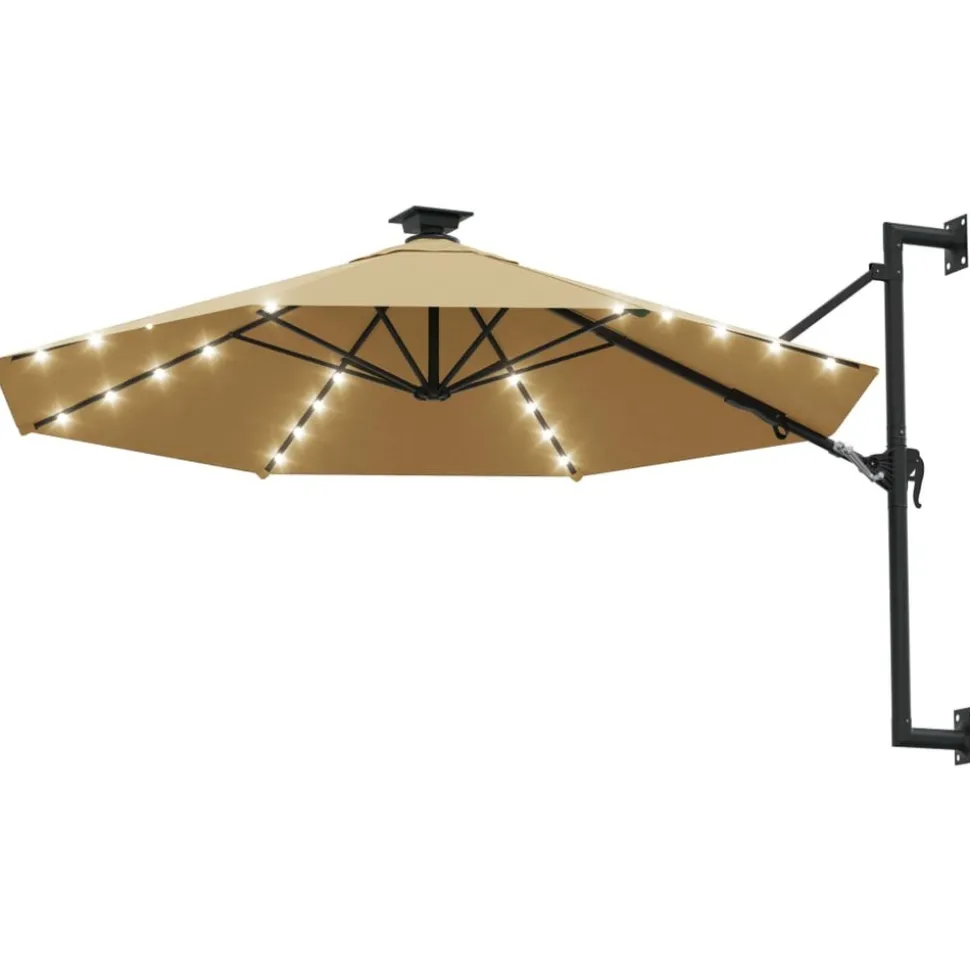 MAISON EXCLUSIVE - Parasol mural de jardin avec led 300 cm taupe