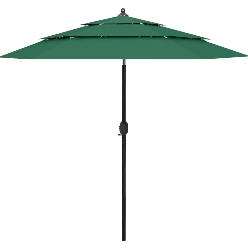 MAISON EXCLUSIVE - Parasol de jardin à 3 niveaux avec mât en aluminium vert 2,5 m