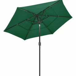 MAISON EXCLUSIVE - Parasol de jardin à 3 niveaux avec mât en aluminium vert 2,5 m