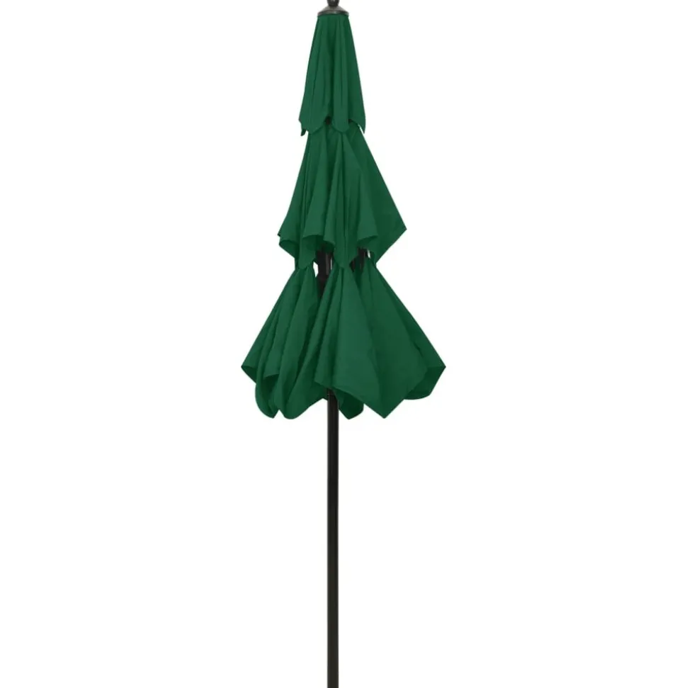 MAISON EXCLUSIVE - Parasol de jardin à 3 niveaux avec mât en aluminium vert 2,5 m