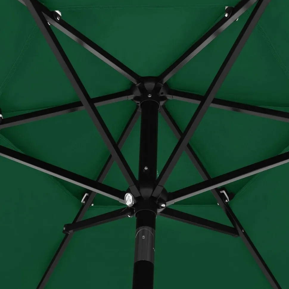 MAISON EXCLUSIVE - Parasol de jardin à 3 niveaux avec mât en aluminium vert 2,5 m