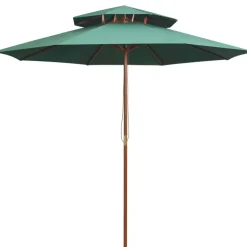 MAISON EXCLUSIVE - Parasol à deux étages avec poteau en bois 270 x 270 cm vert