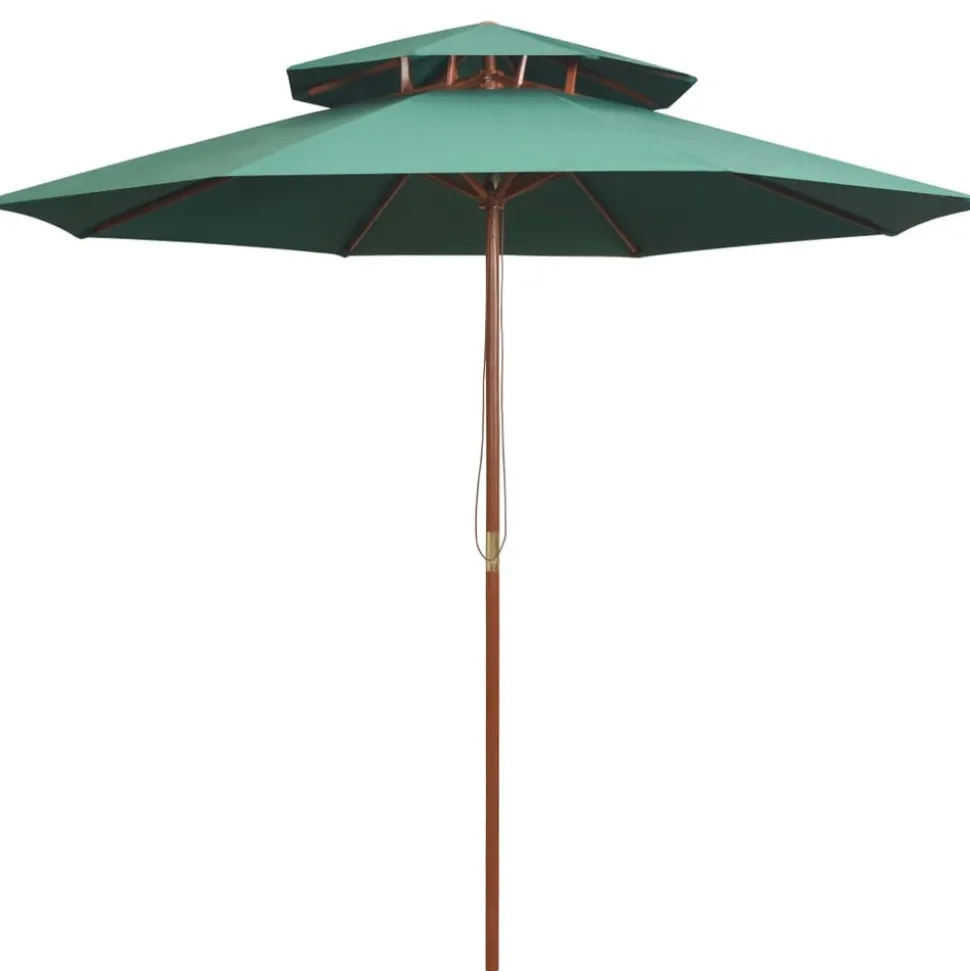 MAISON EXCLUSIVE - Parasol à deux étages avec poteau en bois 270 x 270 cm vert