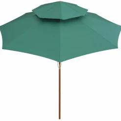 MAISON EXCLUSIVE - Parasol à deux étages avec poteau en bois 270 x 270 cm vert