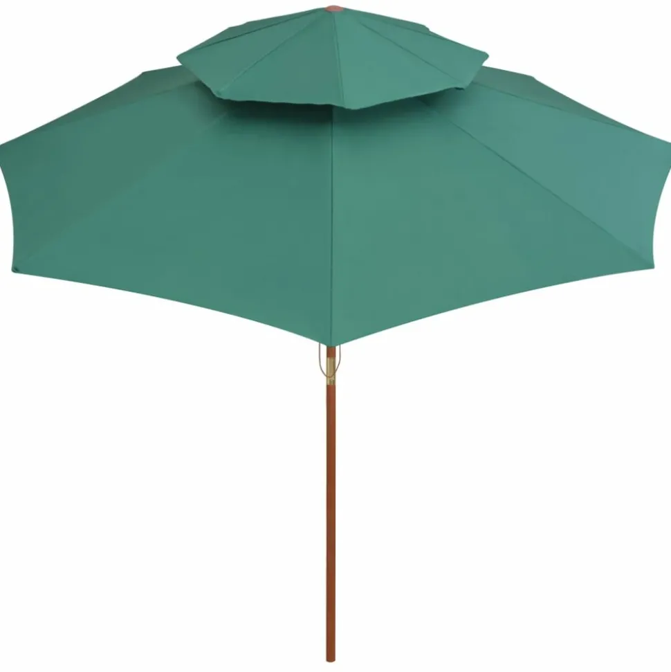 MAISON EXCLUSIVE - Parasol à deux étages avec poteau en bois 270 x 270 cm vert