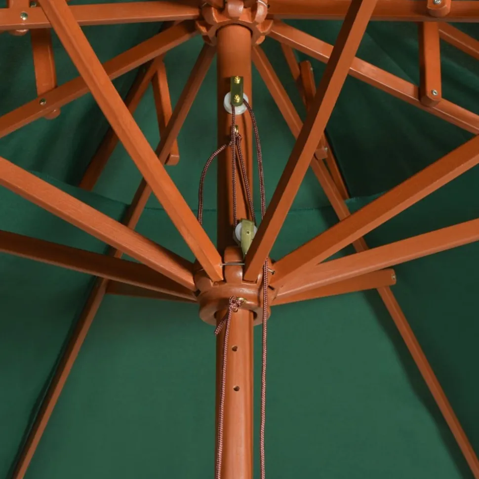 MAISON EXCLUSIVE - Parasol à deux étages avec poteau en bois 270 x 270 cm vert