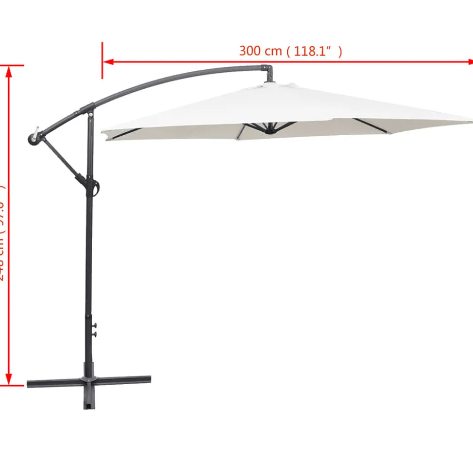 MAISON EXCLUSIVE - Parasol de jardin en porte-à-faux 3 m blanc sable