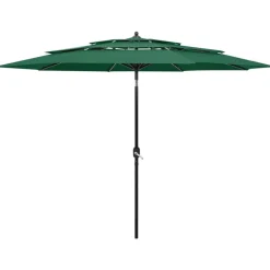 MAISON EXCLUSIVE - Parasol de jardin à 3 niveaux avec mât en aluminium vert 3 m
