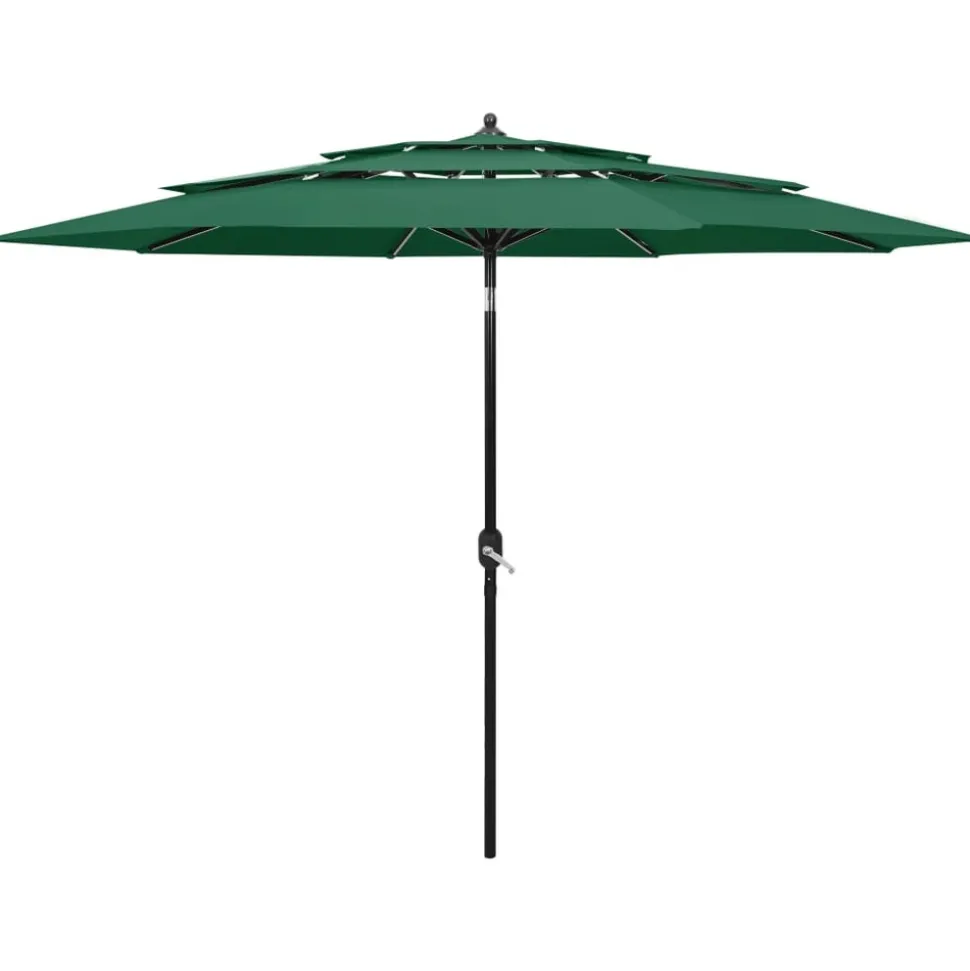 MAISON EXCLUSIVE - Parasol de jardin à 3 niveaux avec mât en aluminium vert 3 m
