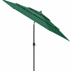 MAISON EXCLUSIVE - Parasol de jardin à 3 niveaux avec mât en aluminium vert 3 m