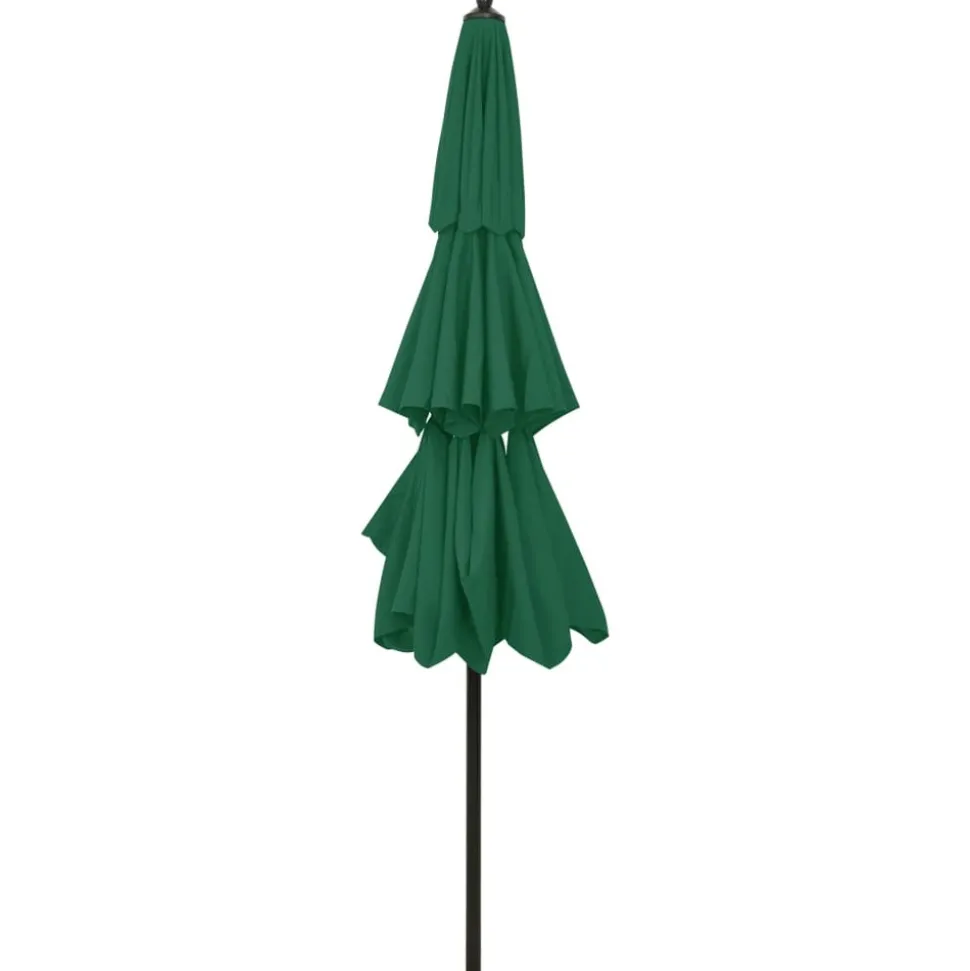 MAISON EXCLUSIVE - Parasol de jardin à 3 niveaux avec mât en aluminium vert 3 m