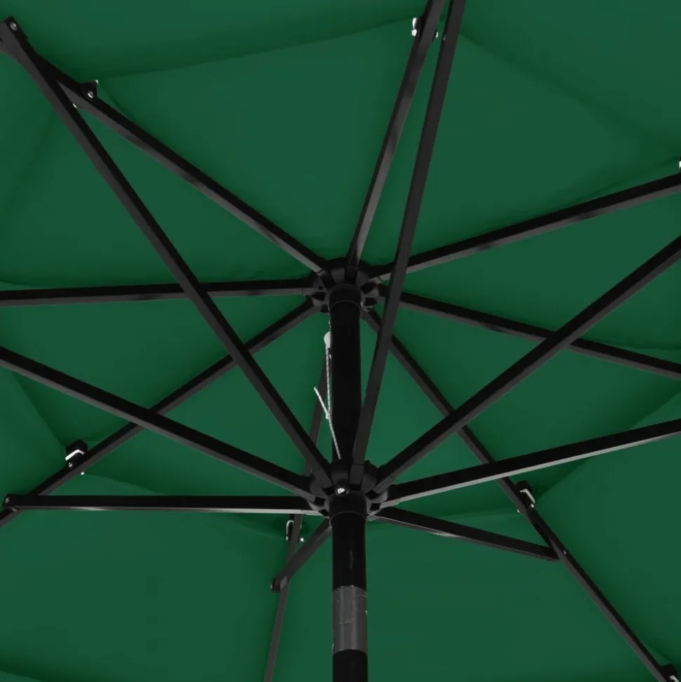 MAISON EXCLUSIVE - Parasol de jardin à 3 niveaux avec mât en aluminium vert 3 m