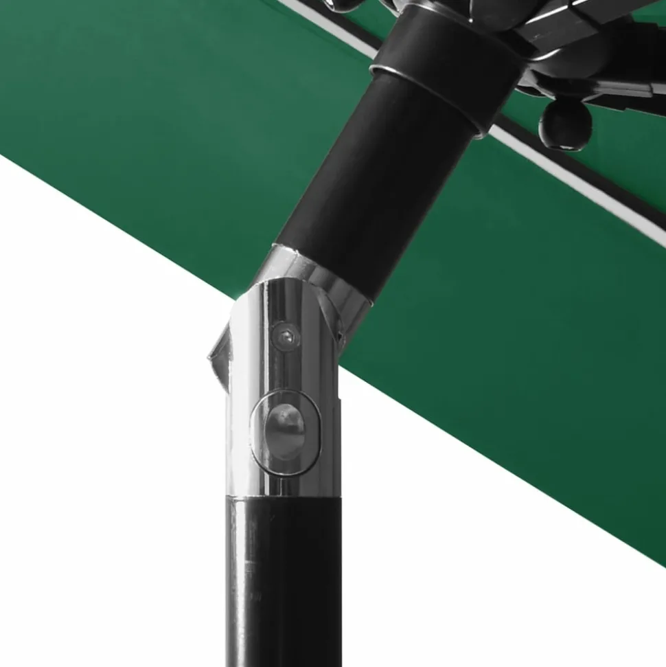 MAISON EXCLUSIVE - Parasol de jardin à 3 niveaux avec mât en aluminium vert 3 m