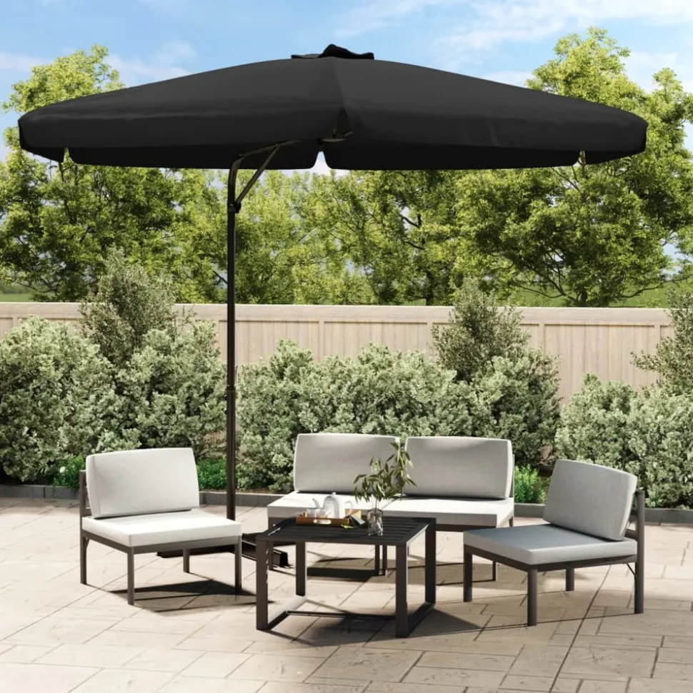 MAISON EXCLUSIVE - Parasol de jardin avec mât en acier 300 cm noir
