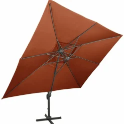MAISON EXCLUSIVE - Parasol de jardin en porte-à-faux avec double toit terre cuite