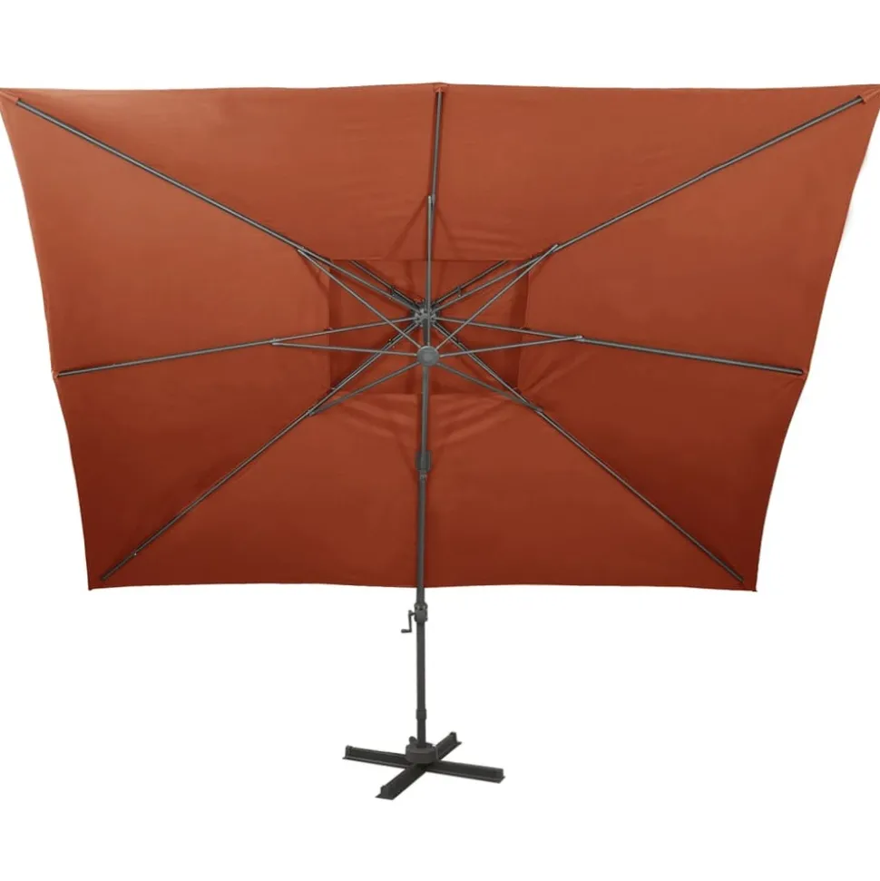 MAISON EXCLUSIVE - Parasol de jardin en porte-à-faux avec double toit terre cuite