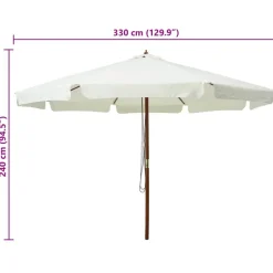 MAISON EXCLUSIVE - Parasol d'extérieur avec mât en bois 330 cm blanc sable