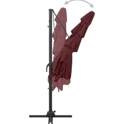 MAISON EXCLUSIVE - Parasol de jardin à 4 niveaux mât en aluminium rouge bordeaux