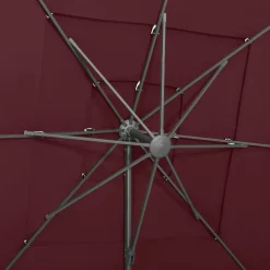 MAISON EXCLUSIVE - Parasol de jardin à 4 niveaux mât en aluminium rouge bordeaux