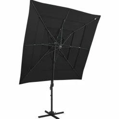 MAISON EXCLUSIVE - Parasol de jardin à 4 niveaux avec mât en aluminium noir
