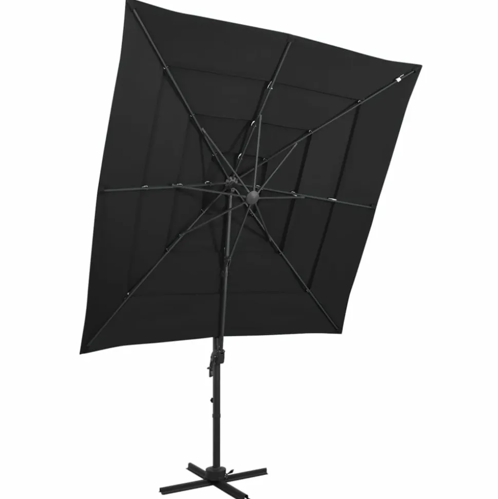 MAISON EXCLUSIVE - Parasol de jardin à 4 niveaux avec mât en aluminium noir