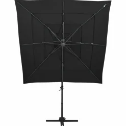 MAISON EXCLUSIVE - Parasol de jardin à 4 niveaux avec mât en aluminium noir