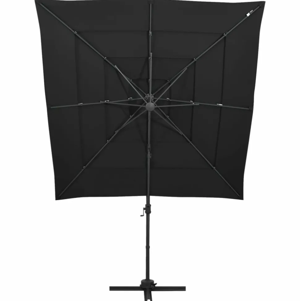 MAISON EXCLUSIVE - Parasol de jardin à 4 niveaux avec mât en aluminium noir