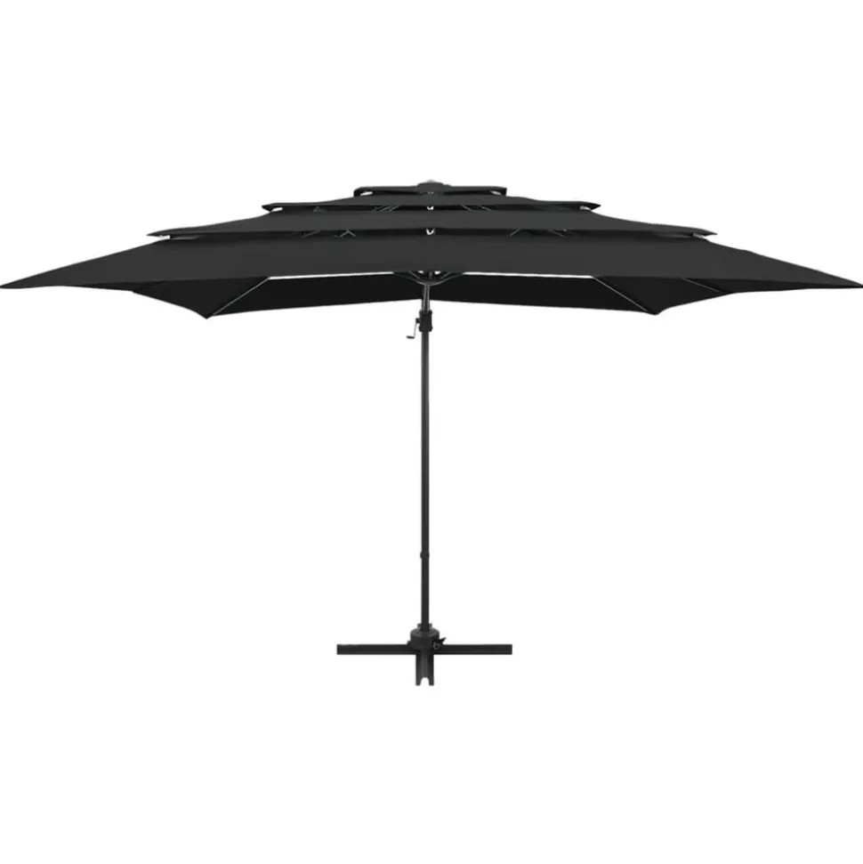 MAISON EXCLUSIVE - Parasol de jardin à 4 niveaux avec mât en aluminium noir