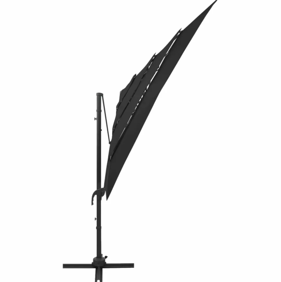 MAISON EXCLUSIVE - Parasol de jardin à 4 niveaux avec mât en aluminium noir
