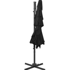 MAISON EXCLUSIVE - Parasol de jardin à 4 niveaux avec mât en aluminium noir
