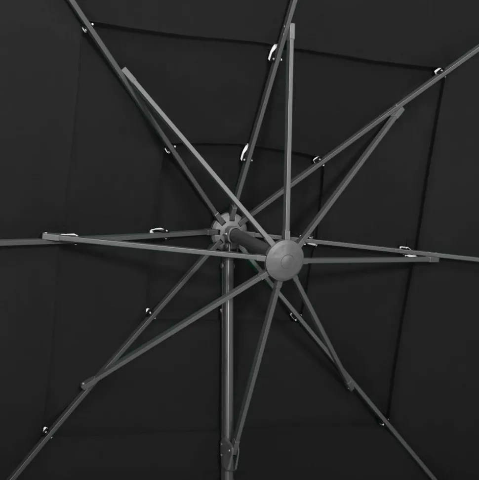 MAISON EXCLUSIVE - Parasol de jardin à 4 niveaux avec mât en aluminium noir