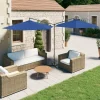 MAISON EXCLUSIVE - Parasol de jardin double avec mât en acier bleu azuré 600 cm