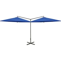 MAISON EXCLUSIVE - Parasol de jardin double avec mât en acier bleu azuré 600 cm