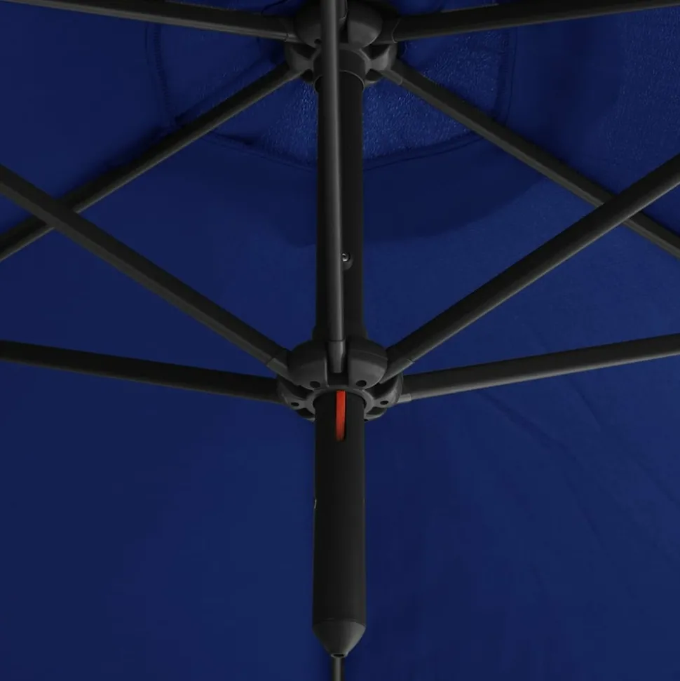 MAISON EXCLUSIVE - Parasol de jardin double avec mât en acier bleu azuré 600 cm