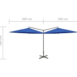 MAISON EXCLUSIVE - Parasol de jardin double avec mât en acier bleu azuré 600 cm