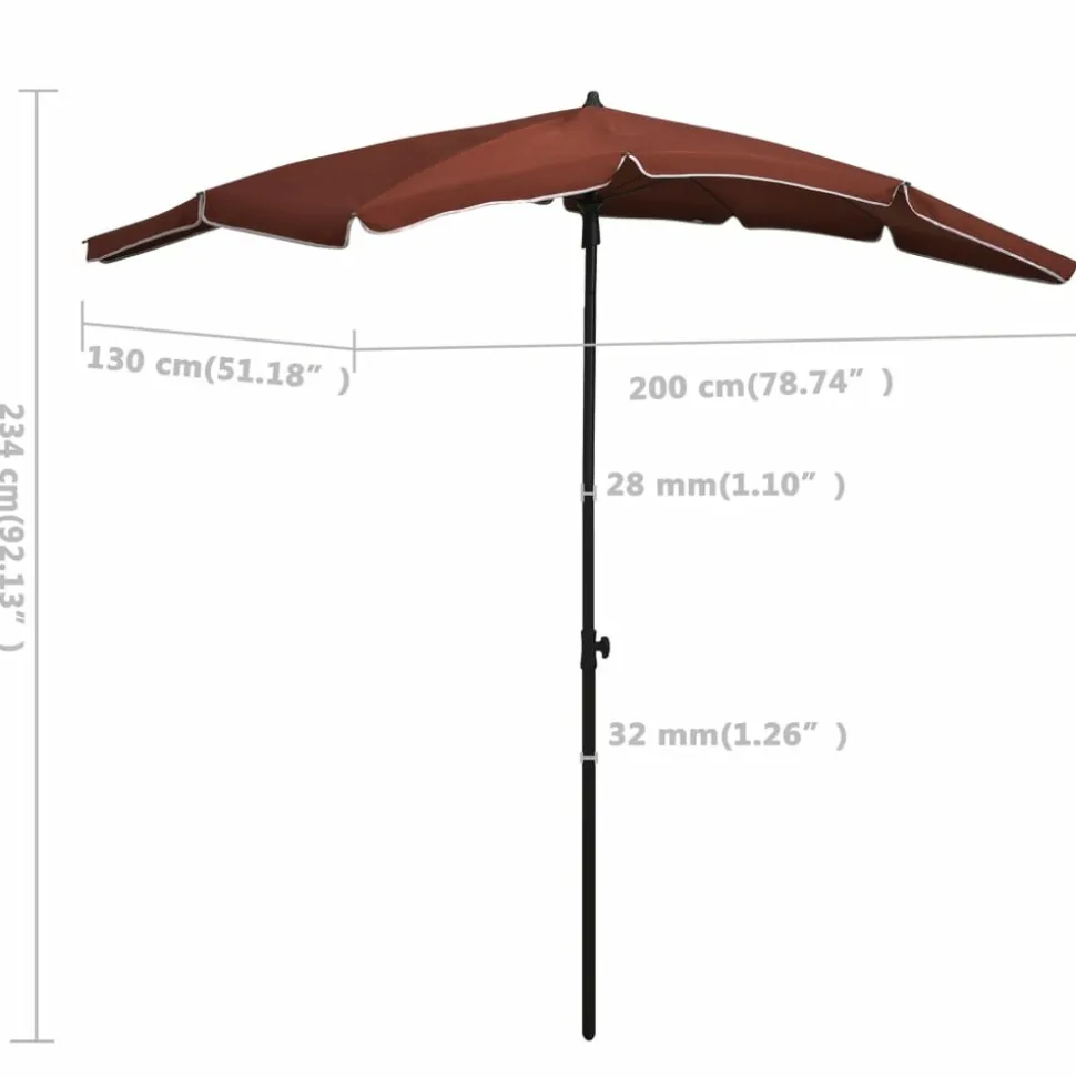 MAISON EXCLUSIVE - Parasol de jardin avec mât 200x130 cm terre cuite