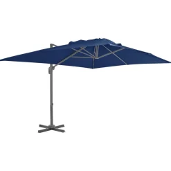 MAISON EXCLUSIVE - Parasol de jardin en porte-à-faux et mât en aluminium bleu azur