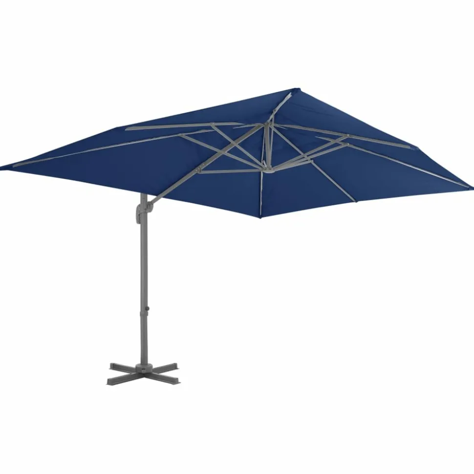 MAISON EXCLUSIVE - Parasol de jardin en porte-à-faux et mât en aluminium bleu azur