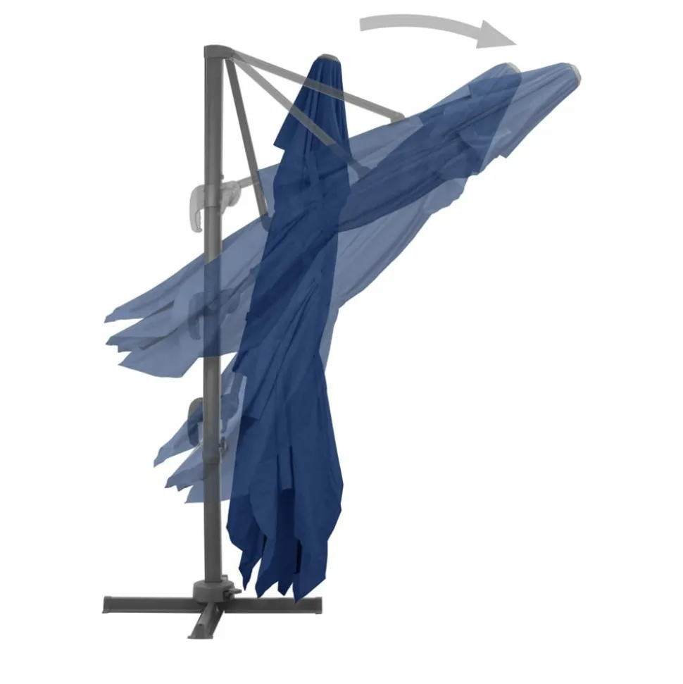 MAISON EXCLUSIVE - Parasol de jardin en porte-à-faux et mât en aluminium bleu azur